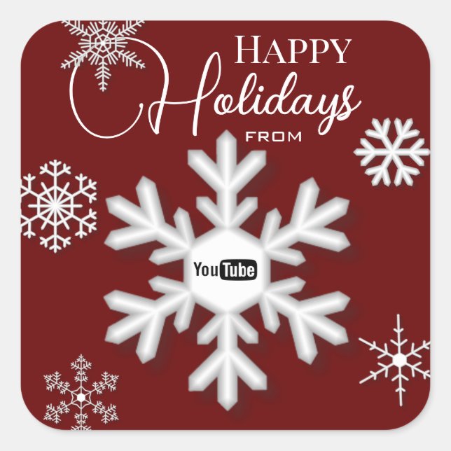 Snowflake Add Business Logo Square Sticker (Front)