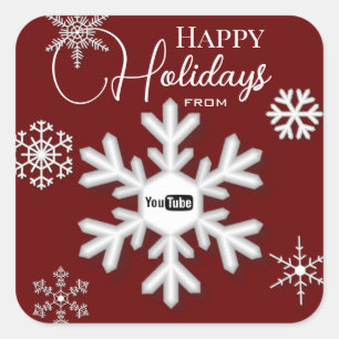 Snowflake Add Business Logo Square Sticker