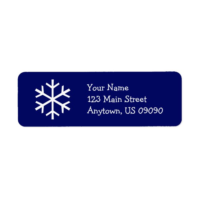 Snowflake Address Label D (Navy Blue) Return Address Label (Front)