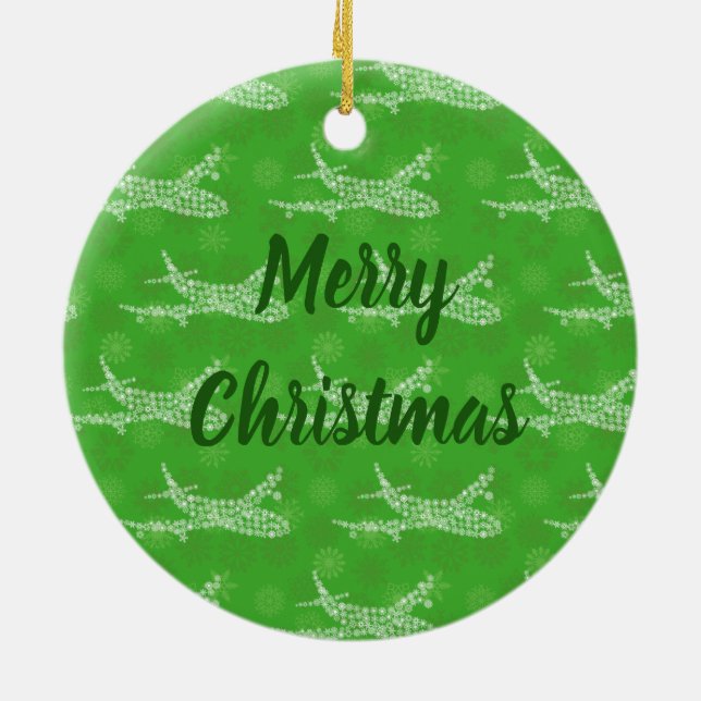 Snowflake Aeroplane Ceramic Ornament (Back)