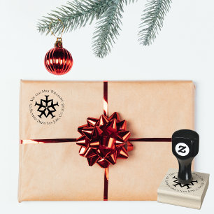 Snowflake Aeroplane Christmas Return Address Rubber Stamp