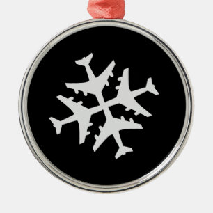 Snowflake Aeroplane Metal Tree Decoration
