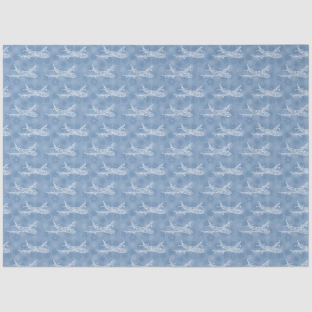 Snowflake Aeroplane on blue -  Tissue Paper (Front)