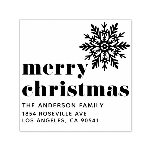 Snowflake and Bold Typography Merry Christmas Self-inking Stamp (Design)