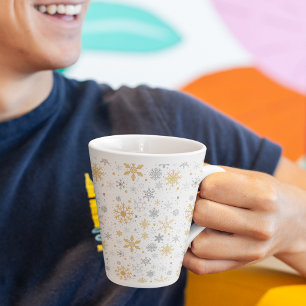 Snowflake And Circle Seamless Pattern Latte Mug