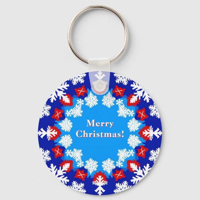 Snowflake and Gift Patterns Key Ring (Front)