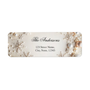 Snowflake and Pearl Winter Baby Shower Label Return Address Label