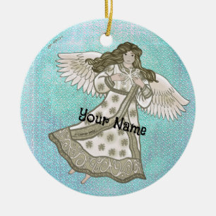 Snowflake angel ceramic ornament