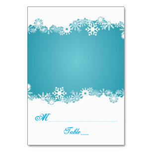 Snowflake aqua white wedding escort place card