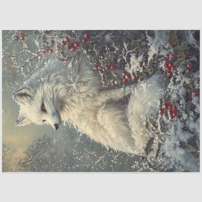 Snowflake Arctic Fox Tissue Paper (Front)