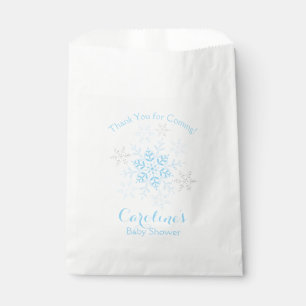 Snowflake Baby Boy Shower Winter Blue Silver Favour Bag