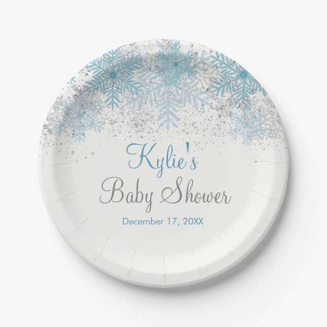 Snowflake Baby It's Cold Outside Paper Plates (Front)