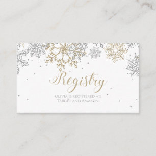 Snowflake Baby Registry Silver Gold Enclosure Card