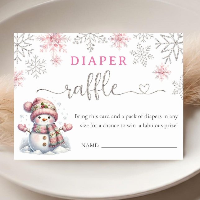 Snowflake Baby Shower Diaper Raffle  Enclosure Card (Creator Uploaded)