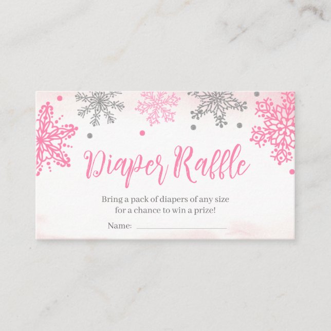 Snowflake Baby Shower Diaper Raffle Sign  Business Card (Front)