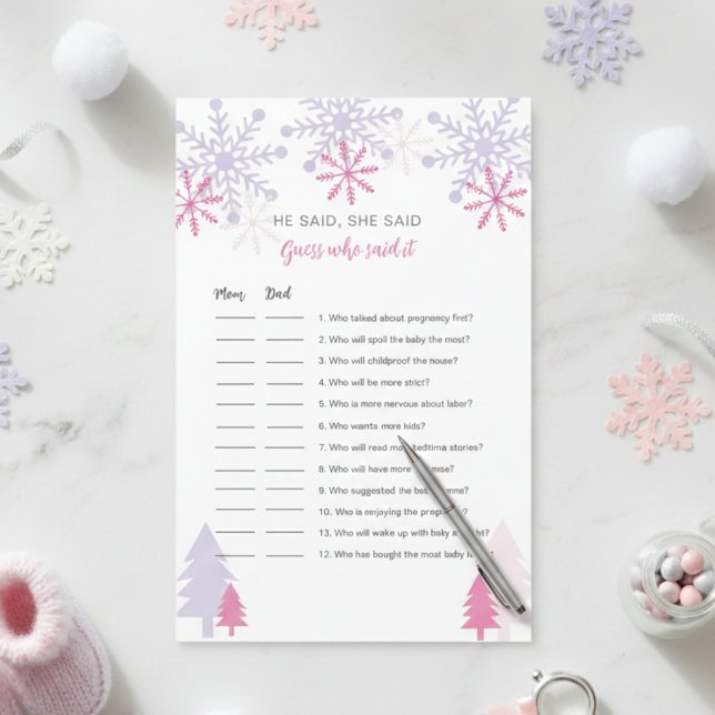 Snowflake Baby Shower Guess who Said it Game (Creator Uploaded)