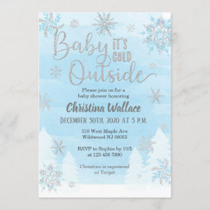 Snowflake Baby Shower Invitation for a Boy