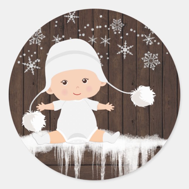 Snowflake Baby Shower Stickers (Front)