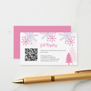 Snowflake Baby Shower Winter Gift Registry QR Code Enclosure Card