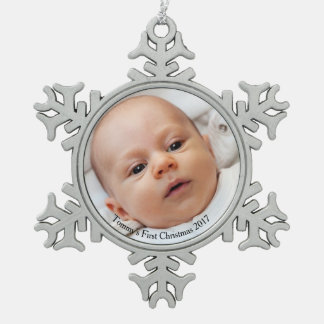 Snowflake Baby's First Christmas Photo Ornament