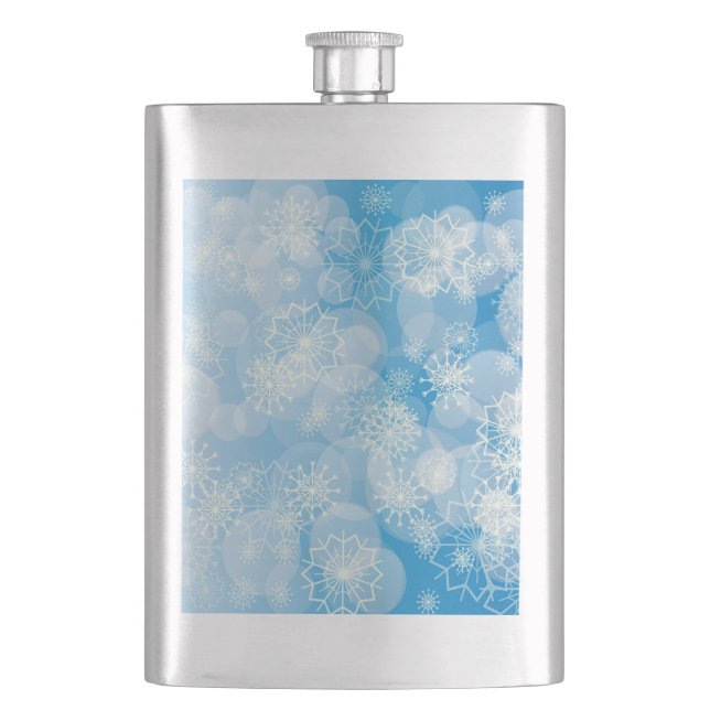 Snowflake background hip flask (Front)