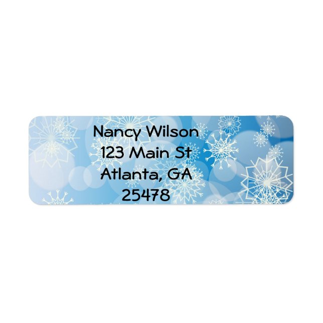 Snowflake background return address label (Front)
