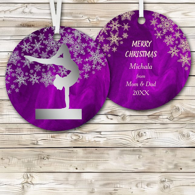 Snowflake Balance Beam Gymnast on Purple Metal Tree Decoration (Creator Uploaded)