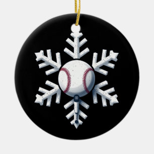 Snowflake Baseball Player Ball Winter Kids Men  Ceramic Ornament