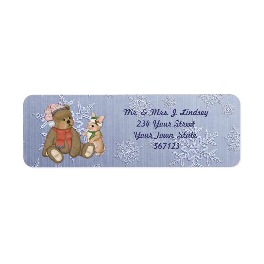 Snowflake Bear & Bunny Address Label