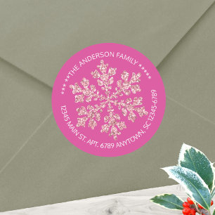 Snowflake Berry Bling Chic Rustic Personalised Classic Round Sticker