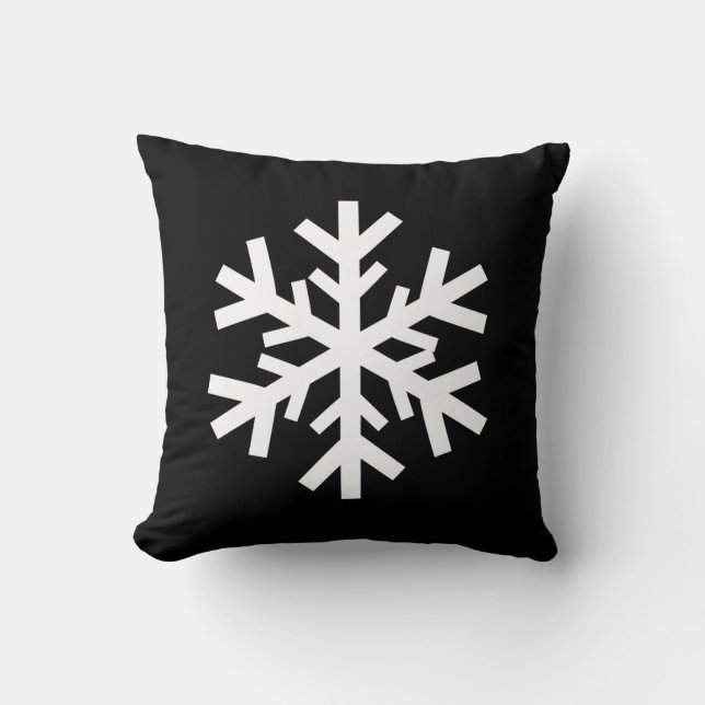 Snowflake Black White Christmas Theme Throw Pillow (Front)