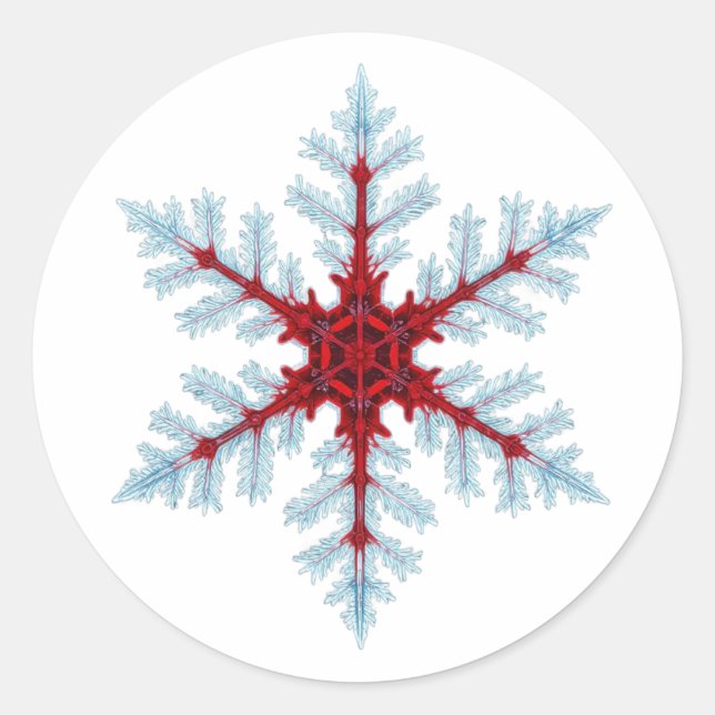 Snowflake - Blood Red Classic Round Sticker (Front)