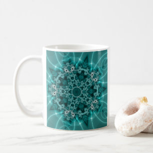 Snowflake Blue and White Fractal Art Coffee Mug