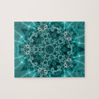 Snowflake | Blue and White Fractal Art Jigsaw Puzzle