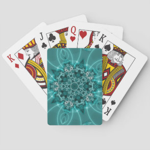 Snowflake Blue and White Fractal Art Playing Cards