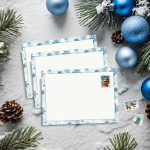Snowflake Blue and White Watercolor Envelope