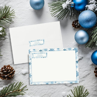 Snowflake Blue and White Watercolor Return Address Return Address Label