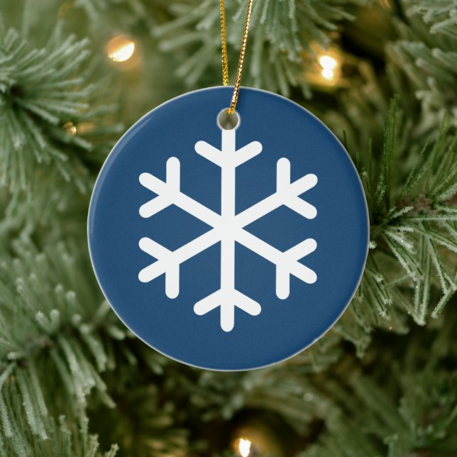 Snowflake Blue Christmas Ceramic Ornament (Tree)