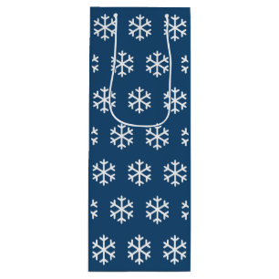 Snowflake Blue Christmas Wine Gift Bag