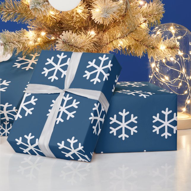 Snowflake Blue Christmas Wrapping Paper (Holidays)