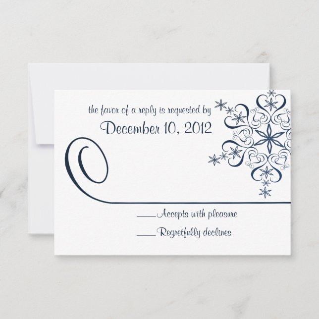 Snowflake Blue Elegance Response Card (Front)