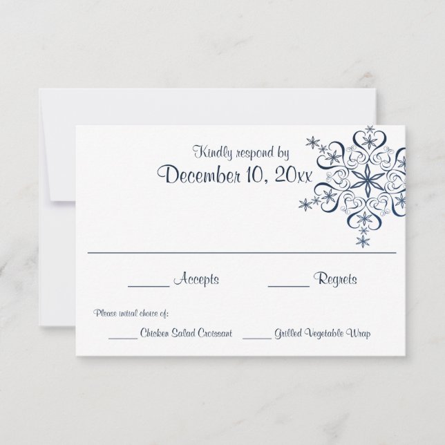 Snowflake Blue Elegance Response Card (Front)
