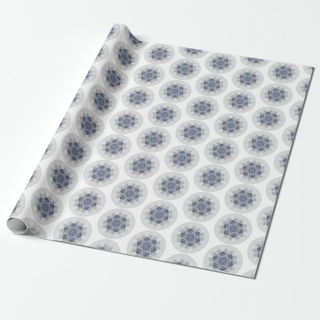Snowflake Blue Grey Boho Chic Wrapping Paper (Unrolled)