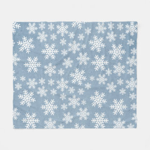 Snowflake Blue Holiday Winter Snow Pattern  Fleece Blanket