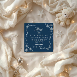 Snowflake Blue Labour & Delivery NICU Hospital Thank You Card