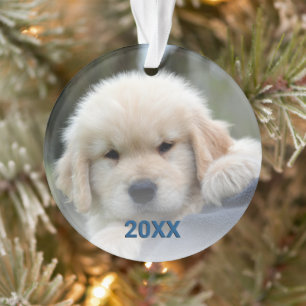 Snowflake Blue Opal Fun 2 Sided Christmas Photo Ornament