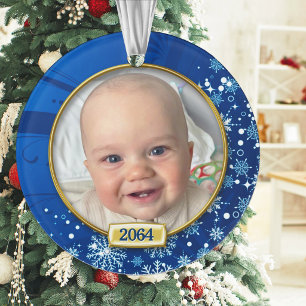 Snowflake Blue Photo Frame Baby's 1st Christmas Ornament