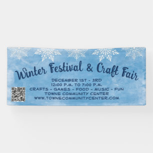 Snowflake Blue QR Code Craft Winter Festival Banner
