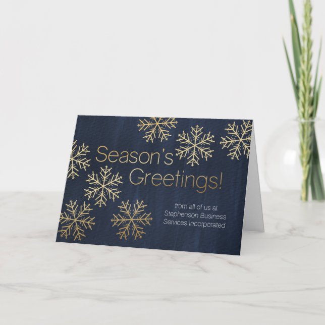 Snowflake Blue Season's Greeting Business Holiday Card (Front)