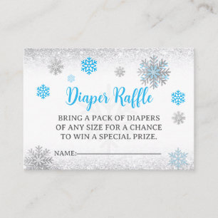 Snowflake Blue & Silver Baby Shower Diaper Raffle Enclosure Card